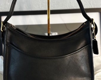 Vintage, Coach Soho Hobo Black Leather Shoulder Bag, F05D