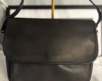 Vintage 90s Coach Stewardess Bag Black Leather Handbag 9525 Purse