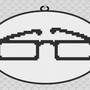 Modello PDF per punto croce con sagoma di occhiali classici
