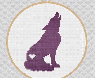 Wolf Silhouette Cross Stitch PDF Pattern