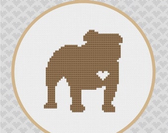 English Bulldog Silhouette Cross Stitch Pattern