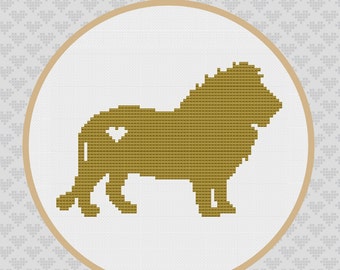 Lion Silhouette Cross Stitch PDF Pattern