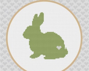 Rabbit Silhouette Cross Stitch PDF Pattern