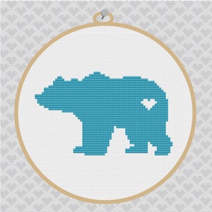 Bear Silhouette Cross Stitch PDF Pattern 2