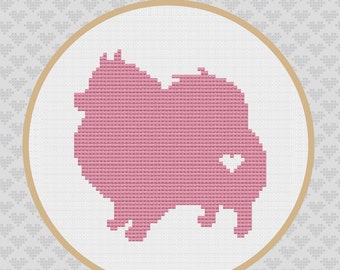 Pomeranian Silhouette Cross Stitch PDF Pattern