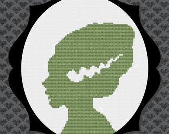 Bride of Frankenstein Silhouette Cross Stitch PDF Pattern