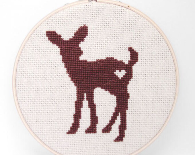 Finished Cross Stitch Wall Art Deer Etsy