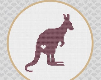 Kangaroo Silhouette Cross Stitch PDF Pattern