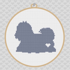 Modèle de point de croix Shih Tzu Silhouette