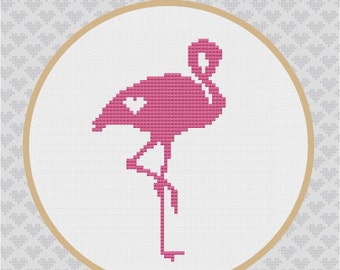 Flamingo Silhouette Cross Stitch PDF Pattern 001