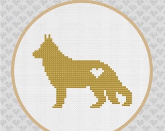 German Shepherd Silhouette Cross Stitch PDF Pattern