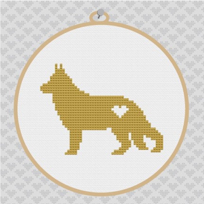 German Shepherd Silhouette Cross Stitch PDF Pattern image 1