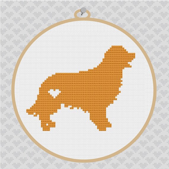Golden Retriever Silhouette Cross Stitch Pdf Pattern Etsy