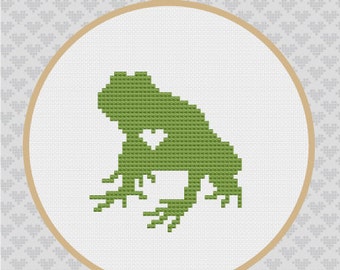 Frog Silhouette Cross Stitch PDF Pattern