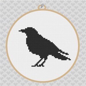 Crow Silhouette Cross Stitch PDF Pattern 1 image 1