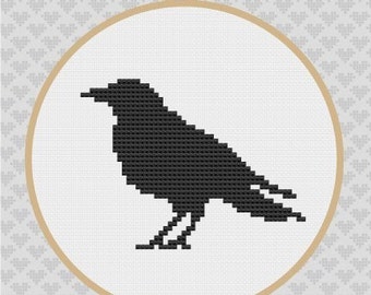 Crow Silhouette Cross Stitch PDF Pattern 1