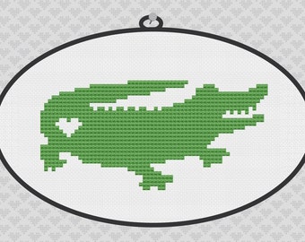 Alligator Silhouette Cross Stitch Pattern