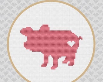 Pig Silhouette Cross Stitch PDF Pattern