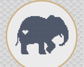 Elephant Silhouette Cross Stitch Pattern