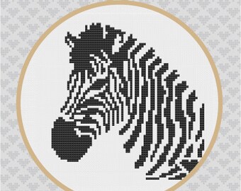 Zebra Silhouette Cross Stitch PDF Pattern