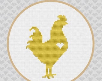 Rooster Silhouette Cross Stitch PDF Pattern