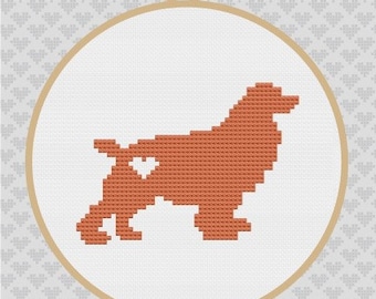Patrón de punto de cruz de silueta de perro de aguas