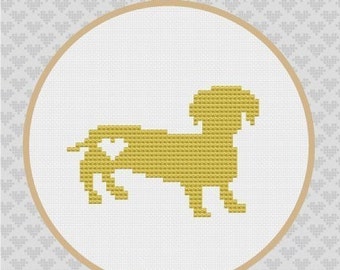 Daschund Silhouette Cross Stitch PDF Pattern