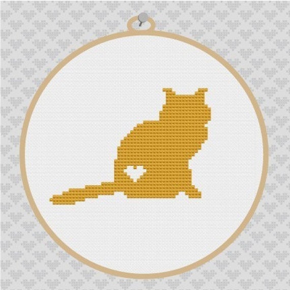 Cat Silhouette Cross Stitch PDF Pattern 2 | Etsy