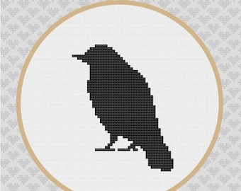 Crow Silhouette Cross Stitch PDF Pattern 2