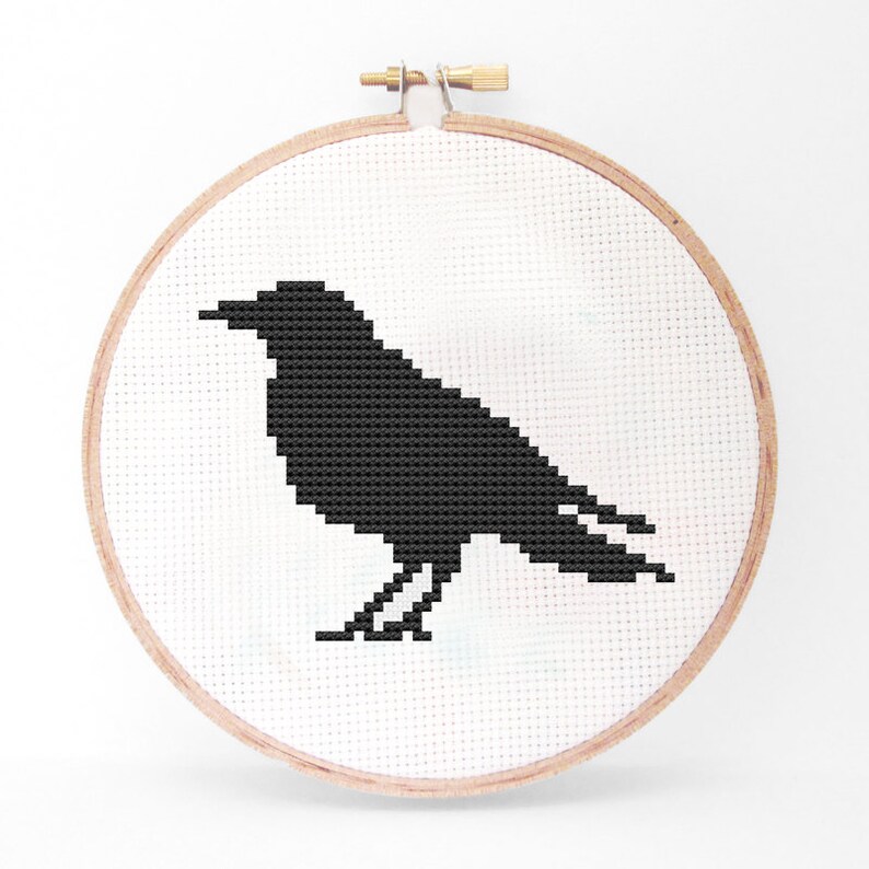 Crow Silhouette Cross Stitch PDF Pattern 1 image 2