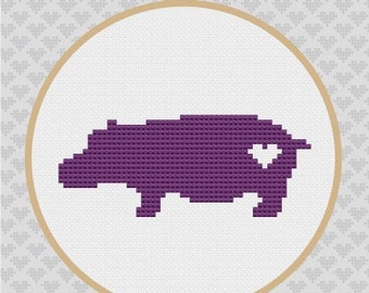 Hippo Silhouette Cross Stitch PDF Pattern 1