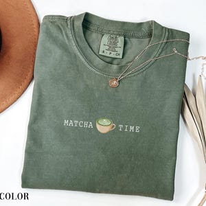 Comfort Colors® Matcha Time Shirt, Minimalist Barista Tee For Tea Lovers, Green Tea Aesthetic Gift, Oversized Matcha Graphic T-Shirt