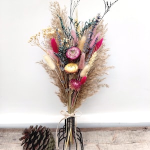 Dried Flower Arrangement, Pampas Bouquet in Vase, Boho Dried Flowers, Rustic Home Decor, Gift for Her, Table Centerpiece, Fall Home Decor