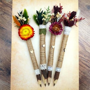 Rustic Wedding Pen: Handmade Dried Flower Boho Guest Book Pen