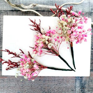 Preserved Baby&#39;s Breath Hair Pins: Soft Pink Wedding Hair Flowers