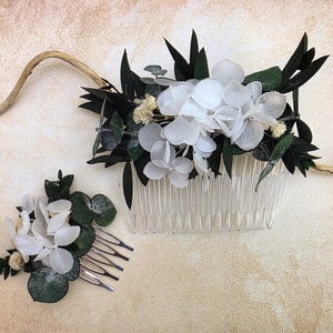 Boho Bridal Hair Comb: Dried Eucalyptus & Hydrangea Wedding Hair Piece