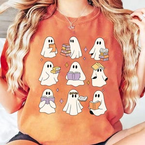 Ghost Reading Books Shirt, Bookish Halloween Shirt, Teacher Librarian Halloween Gift, Halloween Book Lover, Halloween School