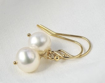 Baroque Pearl Earrings, Creamy White, 14k Gold Filled Wire