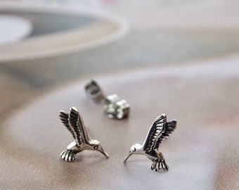 Tiny Sterling Silver Bird Studs Gift for Her Minimalist Earrings Well Hand Crafted Studs Mother's Day Gift