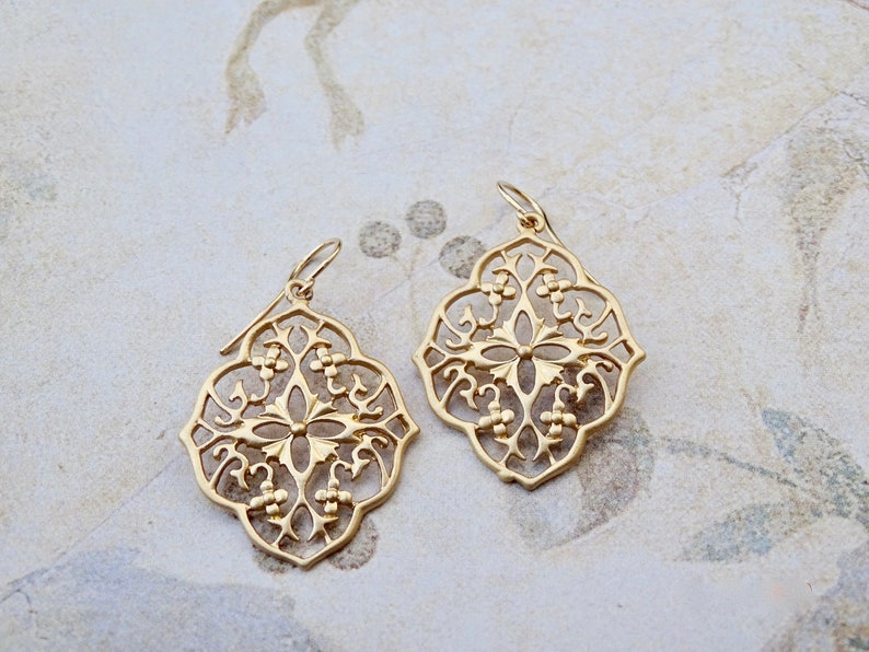 14k Solid Gold French Ear Wires Moroccan Style Earrings Gold - Etsy