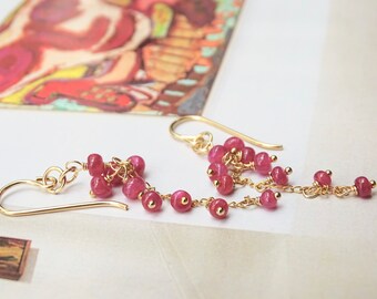 Handmade Ruby Earrings, Gemstone Dangle Earrings, India