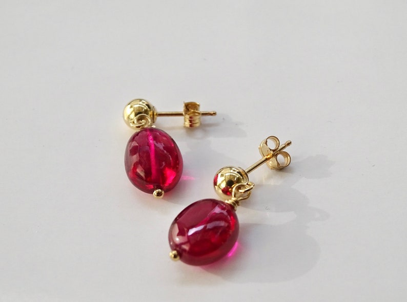 14k Solid Gold French Ear Wires Fabulous Ruby Genuine Stones - Etsy