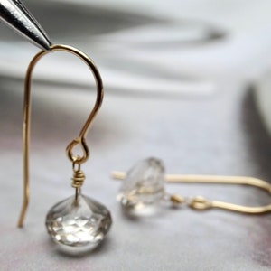 Bestseller 14k Solid Gold Ear Wire Option Gemstone Earrings Faceted Rock Crystal Unique Dangle Earrings Women's Wulfgirl Etsy Gift Wrapped