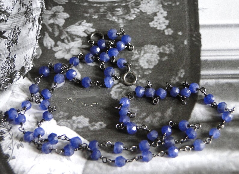 Beaded Necklace Sapphire Necklace Genuine Sapphire Layering Jewelry Wrap Bracelet Gift for Her Gemstone Necklace Sapphire Necklace