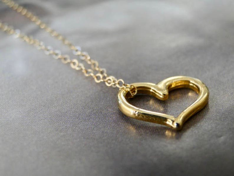14k Gold Floating Heart Charm Necklace Women's Love Etsy