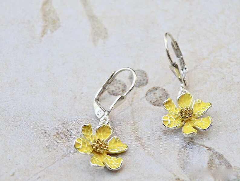 Daisy Earrings Dangle Earrings All Sterling Silver Daisy Etsy