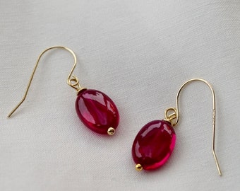 14k Solid Gold Ear Wire Option Ruby Earrings Dangle Earrings Holiday Jewelry Gift Prescious Genuine Rubies Wulfgirl Etsy Gift Wrapped