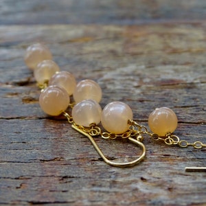14k Solid Gold French Ear Wires Option Peach Moonstone Earrings Women's Natural Gemstone Jewelry Handmade Wulfgirl Etsy Gift Wrapped