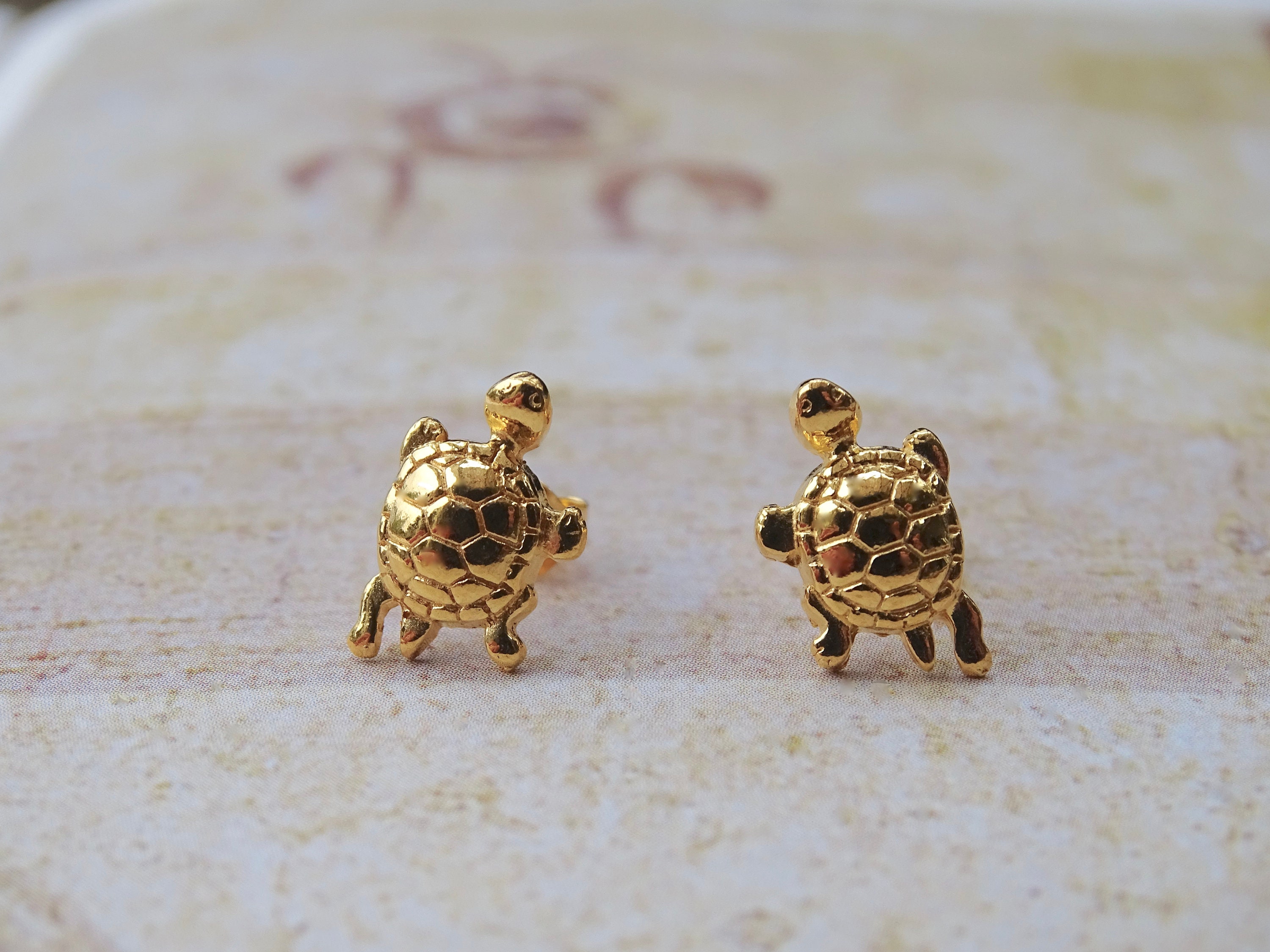 Gold Turtle Earrings - Etsy