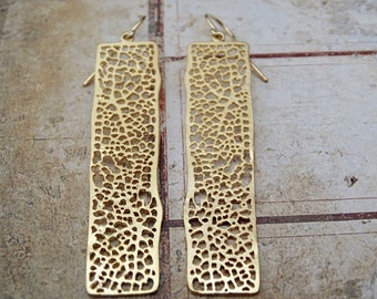 Gift for Her 14kgf Gold French Ear Wire Option Gold Bar Earrings Filigree Dangle Earrings Bestseller Gold Handmade Jewelry Wulfgirl Handmade